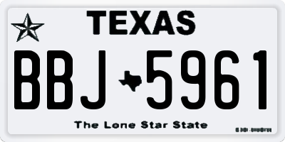 TX license plate BBJ5961