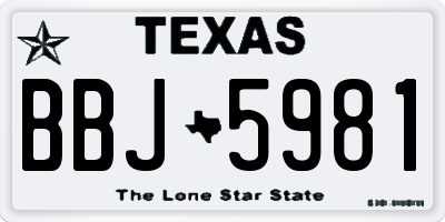TX license plate BBJ5981