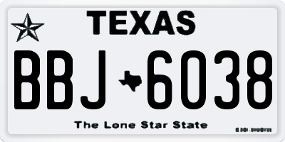 TX license plate BBJ6038