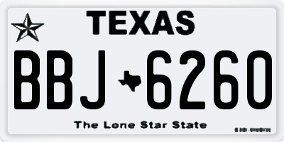 TX license plate BBJ6260