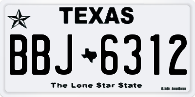 TX license plate BBJ6312