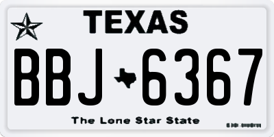TX license plate BBJ6367