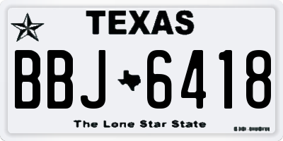 TX license plate BBJ6418