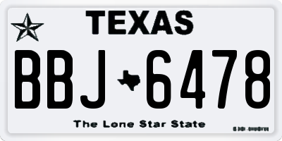 TX license plate BBJ6478
