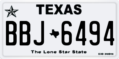 TX license plate BBJ6494