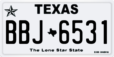 TX license plate BBJ6531
