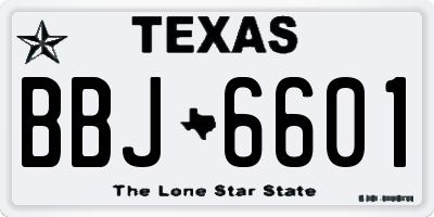 TX license plate BBJ6601