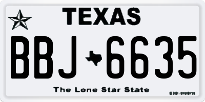 TX license plate BBJ6635