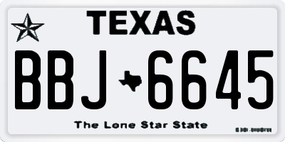 TX license plate BBJ6645