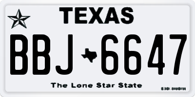 TX license plate BBJ6647