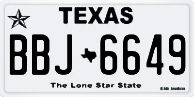 TX license plate BBJ6649
