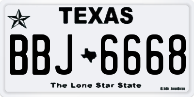 TX license plate BBJ6668