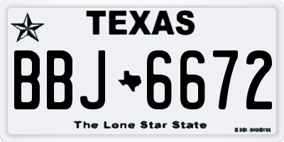 TX license plate BBJ6672