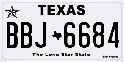 TX license plate BBJ6684