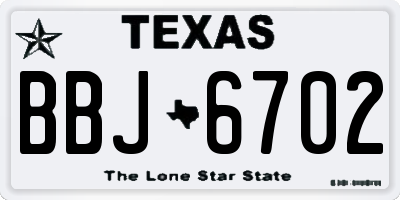 TX license plate BBJ6702