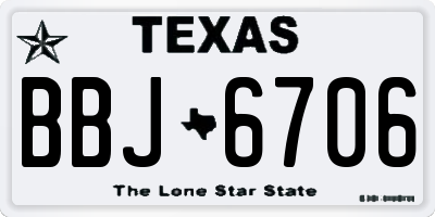 TX license plate BBJ6706
