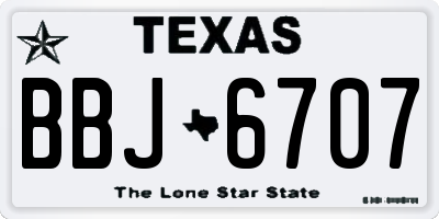TX license plate BBJ6707