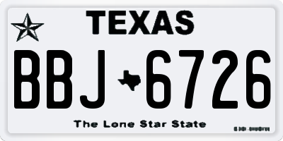 TX license plate BBJ6726