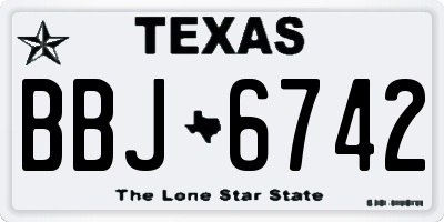 TX license plate BBJ6742