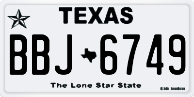 TX license plate BBJ6749