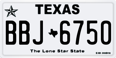 TX license plate BBJ6750