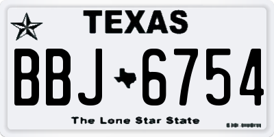 TX license plate BBJ6754