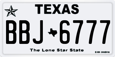 TX license plate BBJ6777