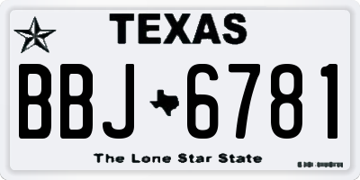 TX license plate BBJ6781