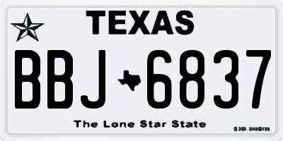 TX license plate BBJ6837
