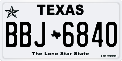 TX license plate BBJ6840