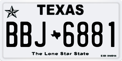 TX license plate BBJ6881