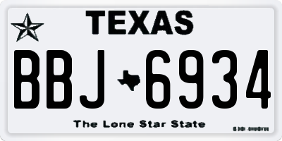 TX license plate BBJ6934