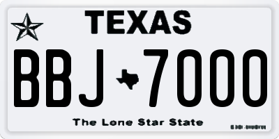 TX license plate BBJ7000