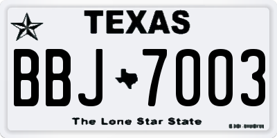 TX license plate BBJ7003