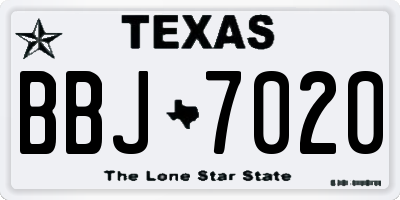 TX license plate BBJ7020