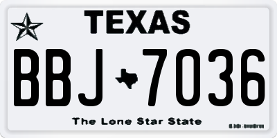 TX license plate BBJ7036