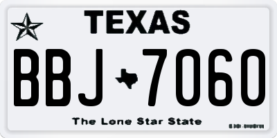 TX license plate BBJ7060
