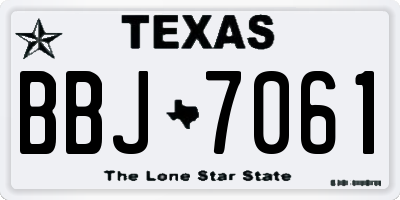 TX license plate BBJ7061