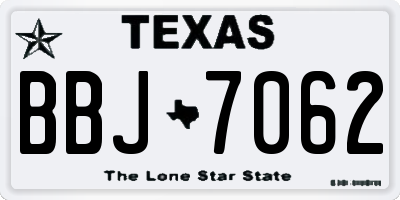 TX license plate BBJ7062