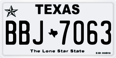 TX license plate BBJ7063