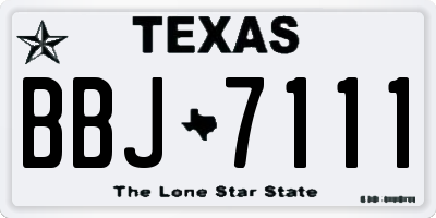 TX license plate BBJ7111