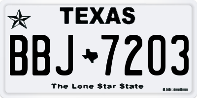 TX license plate BBJ7203