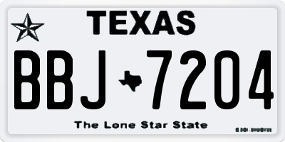 TX license plate BBJ7204