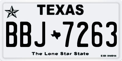 TX license plate BBJ7263