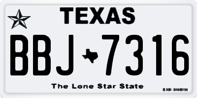 TX license plate BBJ7316