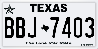 TX license plate BBJ7403
