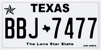 TX license plate BBJ7477