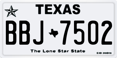 TX license plate BBJ7502
