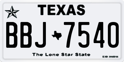 TX license plate BBJ7540