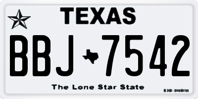 TX license plate BBJ7542